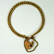 Load image into Gallery viewer, Victorian 9K Rose Gold Heart Padlock Link Bracelet
