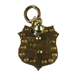 Vintage 14K Yellow Gold Pearl Diamond Enamel Theta Delta Chi Fraternity Charm Pendant