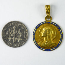 Load image into Gallery viewer, French Virgin Mary 18K Yellow Gold Enamel Charm Pendant