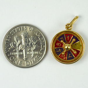 French 18K Yellow Gold Roulette Wheel Charm Pendant