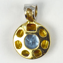 Load image into Gallery viewer, Blue Synthetic Spinel 18K Yellow White Gold Charm Pendant
