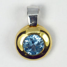Load image into Gallery viewer, Blue Synthetic Spinel 18K Yellow White Gold Charm Pendant