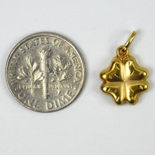 Load image into Gallery viewer, Puffy Shamrock 18K Yellow Gold Charm Pendant
