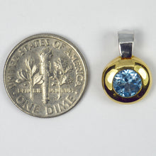 Load image into Gallery viewer, Blue Synthetic Spinel 18K Yellow White Gold Charm Pendant