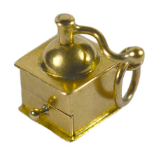 Load image into Gallery viewer, Coffee Grinder Love Heart Gold Ruby Charm Pendant