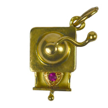 Load image into Gallery viewer, Coffee Grinder Love Heart Gold Ruby Charm Pendant
