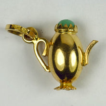 Load image into Gallery viewer, 18K Yellow Gold Turquoise Paste Coffee Pot Charm Pendant