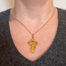 Load image into Gallery viewer, Antique French 18K Rose Gold Harvest Cross Pendant