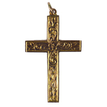 Load image into Gallery viewer, 9K Rose Gold Engraved Cross Charm Pendant
