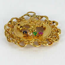 Load image into Gallery viewer, Large Vintage Cupid 14 Karat Yellow Gold Gem Set Charm Pendant
