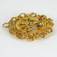 Load image into Gallery viewer, Large Vintage Cupid 14 Karat Yellow Gold Gem Set Charm Pendant