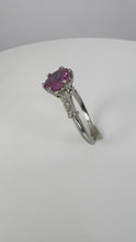 Load and play video in Gallery viewer, Synthetic Pink Sapphire Diamond Platinum Solitaire Ring
