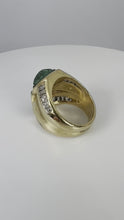 Load and play video in Gallery viewer, Carved Emerald Diamond 18K Yellow Gold Ring
