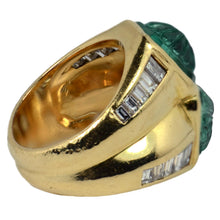 Load image into Gallery viewer, Carved Emerald Diamond 18K Yellow Gold Ring