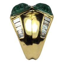 Load image into Gallery viewer, Carved Emerald Diamond 18K Yellow Gold Ring