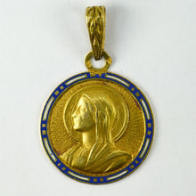 Load image into Gallery viewer, French Virgin Mary 18K Yellow Gold Enamel Charm Pendant