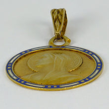 Load image into Gallery viewer, French Virgin Mary 18K Yellow Gold Enamel Charm Pendant