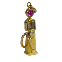 Load image into Gallery viewer, French Yellow Gold Red Ruby Gas Pump Charm Pendant