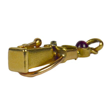 Load image into Gallery viewer, French Yellow Gold Red Ruby Gas Pump Charm Pendant