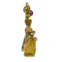 Load image into Gallery viewer, French Yellow Gold Red Ruby Gas Pump Charm Pendant