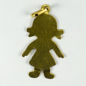 18K Yellow Gold Girl Charm Pendant