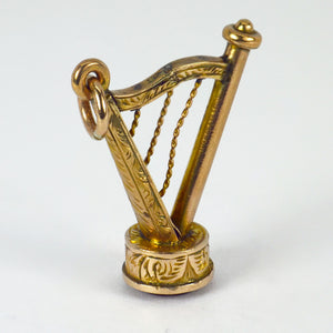 Gold Plated Carnelian Harp Fob Charm Pendant