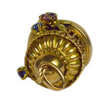 Load image into Gallery viewer, French Yellow Gold Gem Set Love Heart Lovers Pavilion Charm Pendant