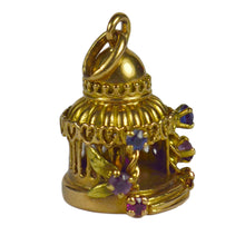 Load image into Gallery viewer, French Yellow Gold Gem Set Love Heart Lovers Pavilion Charm Pendant