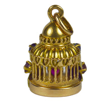 Load image into Gallery viewer, French Yellow Gold Gem Set Love Heart Lovers Pavilion Charm Pendant