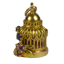 Load image into Gallery viewer, French Yellow Gold Gem Set Love Heart Lovers Pavilion Charm Pendant