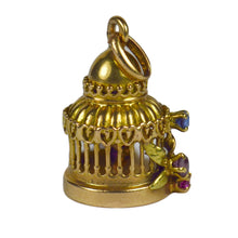 Load image into Gallery viewer, French Yellow Gold Gem Set Love Heart Lovers Pavilion Charm Pendant