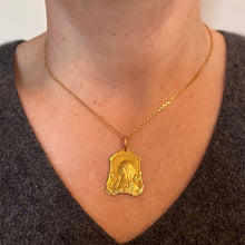 Load image into Gallery viewer, French Virgin Mary Lilies 18K Yellow Gold Medal Pendant
