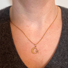 Load image into Gallery viewer, Moon and Star 18K Yellow Gold Turquoise Charm Pendant