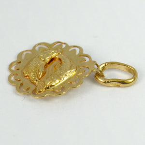 Italian 18K Yellow Gold Zodiac Pisces Charm Pendant