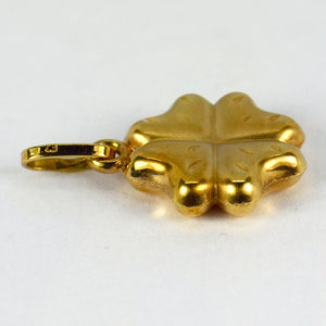 Puffy Shamrock 18K Yellow Gold Charm Pendant