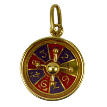 Load image into Gallery viewer, French 18K Yellow Gold Roulette Wheel Charm Pendant
