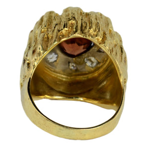 Brown Zircon Diamond 18K Yellow Gold Modernist Ring