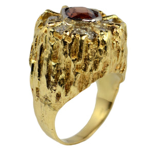 Brown Zircon Diamond 18K Yellow Gold Modernist Ring