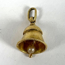 Load image into Gallery viewer, Vintage Ringing Wedding Bell 18K Yellow Gold Pearl Charm Pendant
