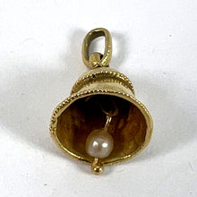 Load image into Gallery viewer, Vintage Ringing Wedding Bell 18K Yellow Gold Pearl Charm Pendant
