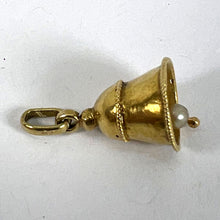 Load image into Gallery viewer, Vintage Ringing Wedding Bell 18K Yellow Gold Pearl Charm Pendant
