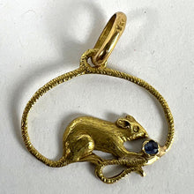 Load image into Gallery viewer, Vintage Mouse Blue Sapphire 18K Yellow Gold Charm Pendant
