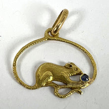 Load image into Gallery viewer, Vintage Mouse Blue Sapphire 18K Yellow Gold Charm Pendant
