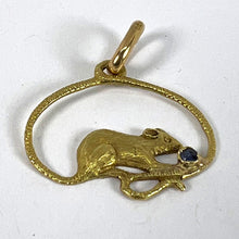 Load image into Gallery viewer, Vintage Mouse Blue Sapphire 18K Yellow Gold Charm Pendant
