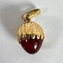 Load image into Gallery viewer, Small Italian Acorn Carnelian Chalcedony 18K Yellow Gold Charm Pendant
