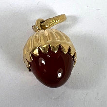 Load image into Gallery viewer, Small Italian Acorn Carnelian Chalcedony 18K Yellow Gold Charm Pendant
