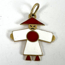 Load image into Gallery viewer, Vintage Art Deco Japan Flag Kimono Figure Enamel 18K Yellow Gold Charm Pendant
