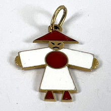 Load image into Gallery viewer, Vintage Art Deco Japan Flag Kimono Figure Enamel 18K Yellow Gold Charm Pendant
