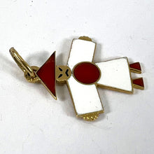 Load image into Gallery viewer, Vintage Art Deco Japan Flag Kimono Figure Enamel 18K Yellow Gold Charm Pendant
