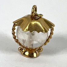 Load image into Gallery viewer, Vintage Italian 18K Yellow Gold Rock Crystal Quartz Storm Lantern Charm Pendant

